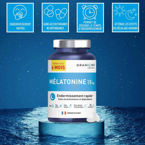 Mélatonine 1,9 mg Endormissement rapide 180 comprimés