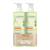 Exomega Control Gel Lavant Émollient 2 en 1 Anti-Grattage 2 x 500 ml