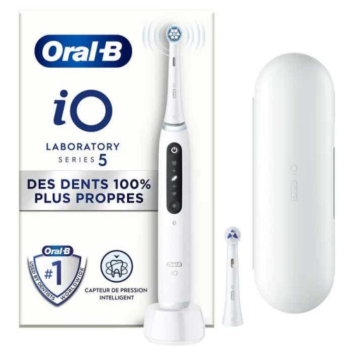 Oral B iO Brosse à dents électrique série 5 Blanche, soin optimal dents