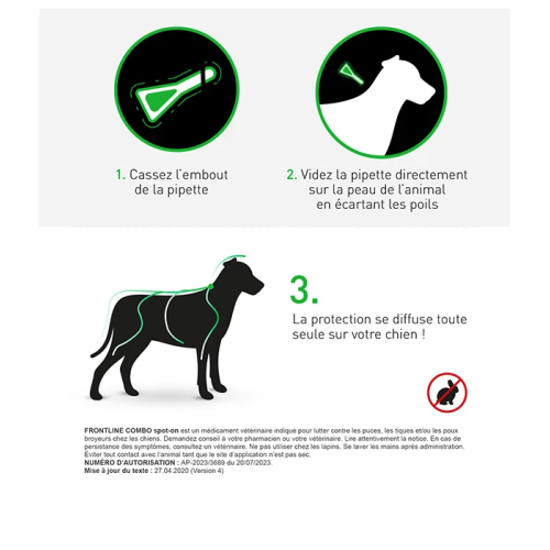 Frontline Combo Chien 20-40kg 3 Pipettes Protection Antiparasitaire
