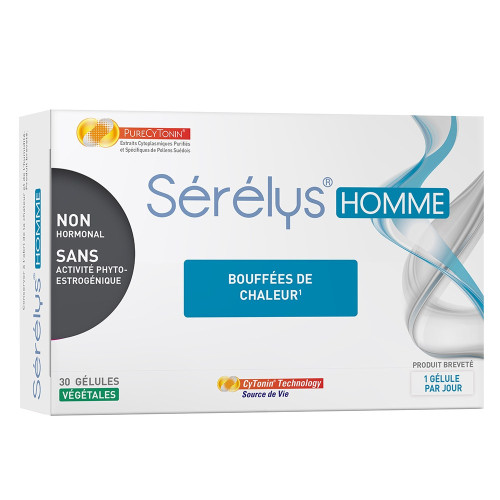 Sérélys Homme Bouffées de Chaleur 30 Gélules Réduit Fatigue et Stress