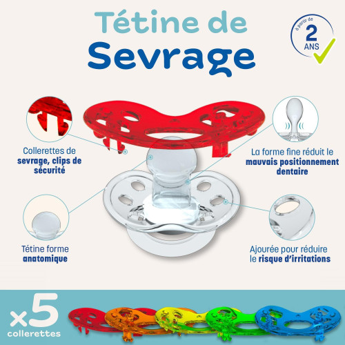 Clipp Tétine de sevrage enfants 5 collerettes silicone sans BPA