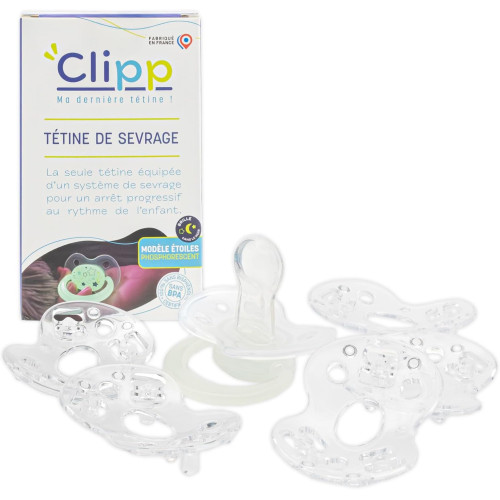 Clipp Tétine de sevrage phosphorescente sevrage doux enfants 2+ ans