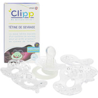 Clipp Tétine de sevrage phosphorescente sevrage doux enfants 2+ ans