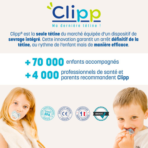 Clipp Tétine de sevrage phosphorescente sevrage doux enfants 2+ ans