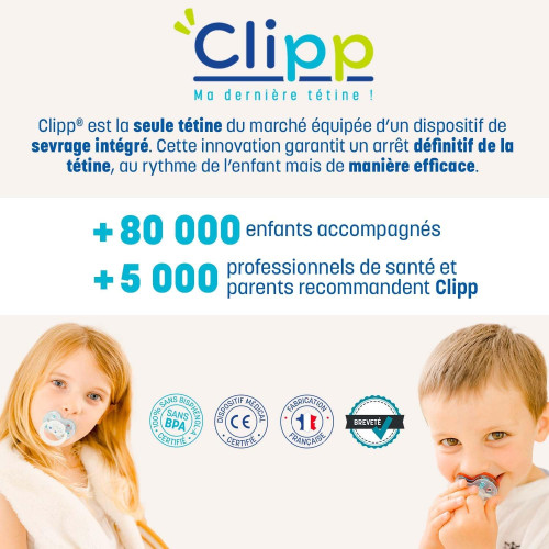 Clipp Tétine de sevrage Étoiles Sevrage doux sécurisé 2+ ans