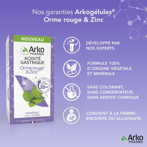 Arkopharma Arkogélules Acidité Gastrique 40 gélules Soulagement Rapide