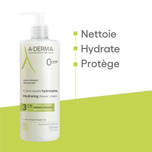 ADERMA Crème Douche Hydratante 500ml Peaux Fragiles Confort Optimal