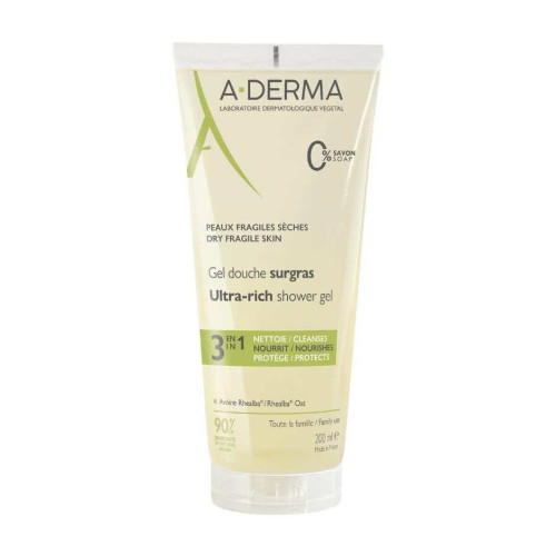 A-Derma Gel Douche Surgras 200ml Peaux Sèches et Fragiles Pharma360