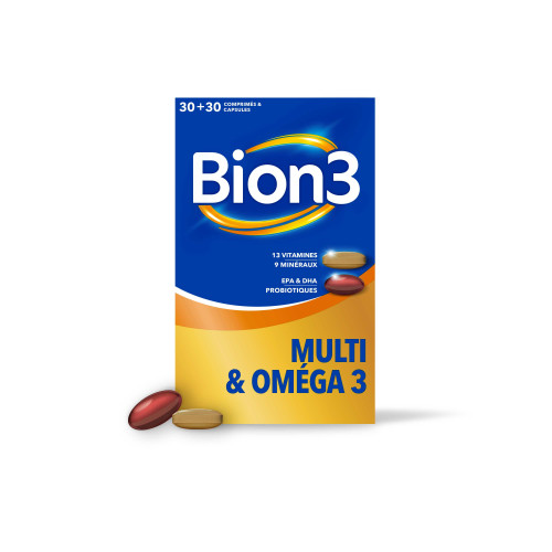 Bion 3 Multi Oméga 3 30+30 Énergie Immunité Cardio Bien-être Pharma360
