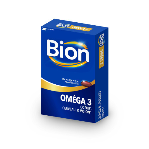 Bion Oméga 3 30 capsules Soutien Cœur Cerveau Vision Pharma360