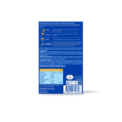 Bion Oméga 3 30 capsules Soutien Cœur Cerveau Vision Pharma360