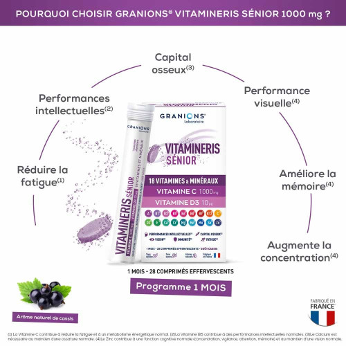 Granions Vitamineris Senior 30 comprimés Bien-être et Vitalité Seniors