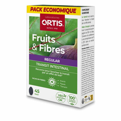 Ortis Fruits & Fibres Regular 45 Comprimés Transit Sain Pharma360