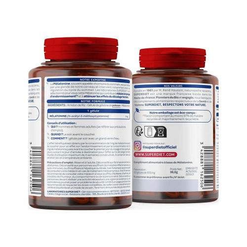 Superdiet Mélatonine 120 Gélules Sommeil Réparateur Pharma360