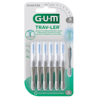 Gum Trav-ler Brossettes Interdentaires 2.0 mm Gris 6x - Hygiène Antibactérienne