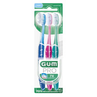 GUM Technique Pro Lot de 3 Brosse à Dents Souple Nettoyage Profond