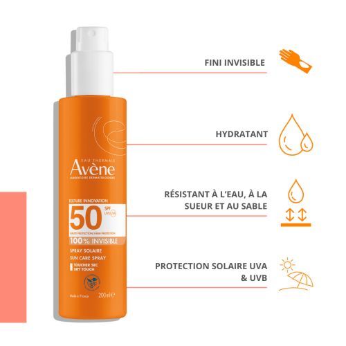 Avène Spray Solaire SPF 50+ 200ml Protection UVA UVB Peaux Sensibles