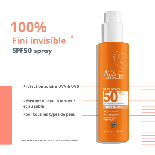 Avène Spray Solaire SPF 50+ 200ml Protection UVA UVB Peaux Sensibles