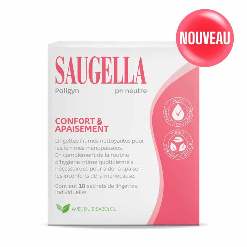 Saugella Poligyn Lingettes 10 unités - Confort Ménopause - Pharma360