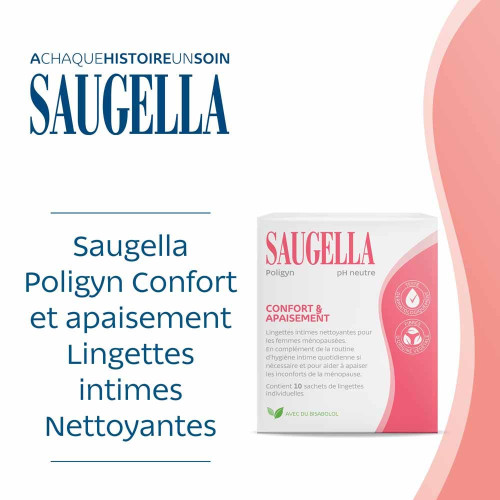 Saugella Poligyn Lingettes 10 unités - Confort Ménopause - Pharma360