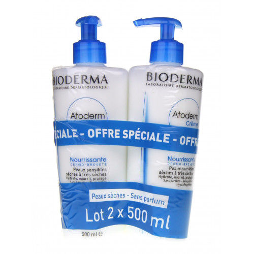 BIODERMA Atoderm Crème 2x500ml - Hydratation et Douceur