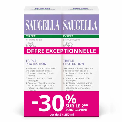 Saugella Expert Soin Lavant Intime 2x250ml Triple Protection Confort