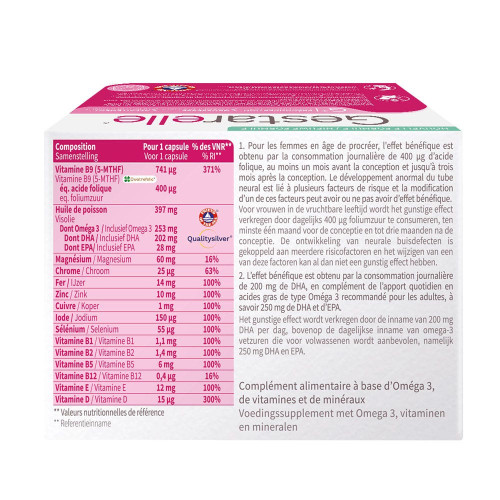 IPRAD Gestarelle G+ Grossesse 90 Capsules Vitamines et Omégas 3