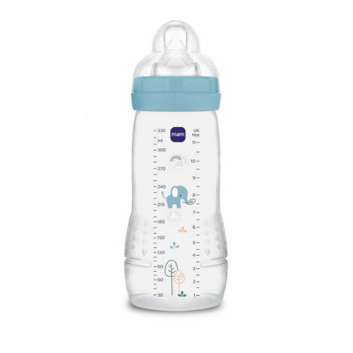 MAM Biberon Easy Active 330 ml Bleu Éléphant Ergonomique et Sûr