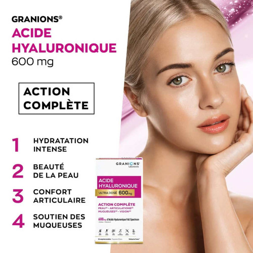 Granions Acide Hyaluronique 600mg 60 comprimés Peau Hydratée Jeunesse