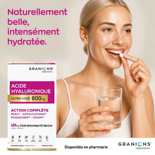 Granions Acide Hyaluronique 600mg 60 comprimés Peau Hydratée Jeunesse