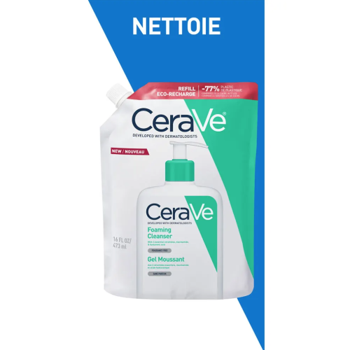 CeraVe Gel Moussant 473 ml Recharge Purifiant Hydratant Peau Saine