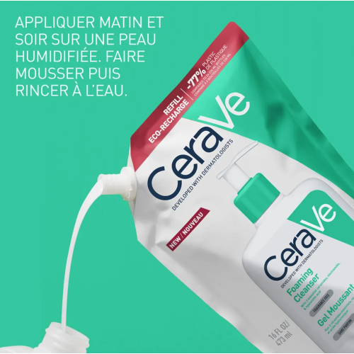 CeraVe Gel Moussant 473 ml Recharge Purifiant Hydratant Peau Saine