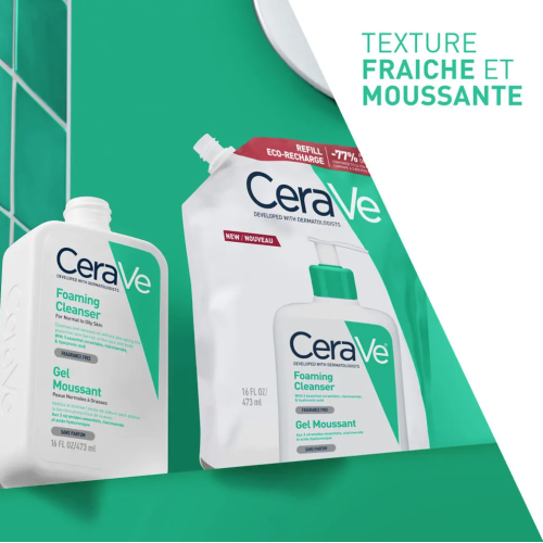 CeraVe Gel Moussant 473 ml Recharge Purifiant Hydratant Peau Saine