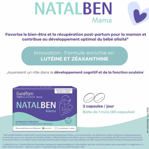 Natalben Mama Allaitement 60 caps Fatigue & Développement Bébé