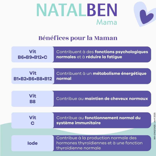Natalben Mama Allaitement 60 caps Fatigue & Développement Bébé
