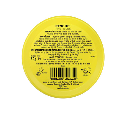 FLEURS DE BACH Rescue Pastilles 50g Fruits Rouges Sérénité Stress