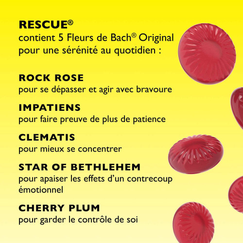 FLEURS DE BACH Rescue Pastilles 50g Fruits Rouges Sérénité Stress