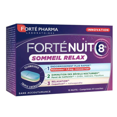 Forté Pharma Forté Nuit Sommeil Relax 8H 15 Comprimés Sommeil Réparateur