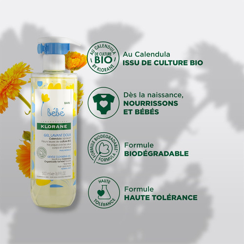 Klorane Bébé Gel Lavant Doux 500ml Peau Douce et Protégée Pharma360