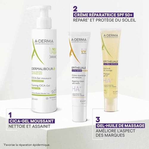ADERMA Epitheliale A.H+ Crème SPF50+ 40ml Répare et Protège Peau
