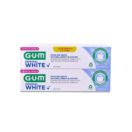 Gum Original White Dentifrice 2x75ml Dents Blanches et Gencives Saines