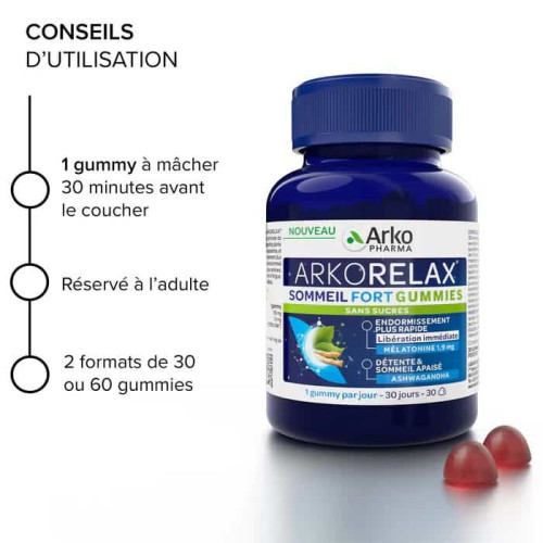 Arkopharma Arkorelax Gummies Sommeil 60 gummies Améliorez votre sommeil