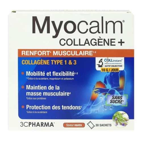MYOCALM Collagène+ : Renforce muscles et articulations en 30 sachets