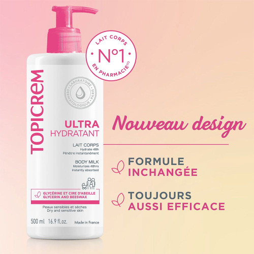 Ultra-Hydratant TOPICREM : 24-48h de confort, glycérine 10%, urée 2%