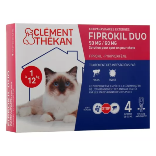 CLEMENT THEKAN Fiprokil Duo Chat 2 pipettes Protection antiparasitaire