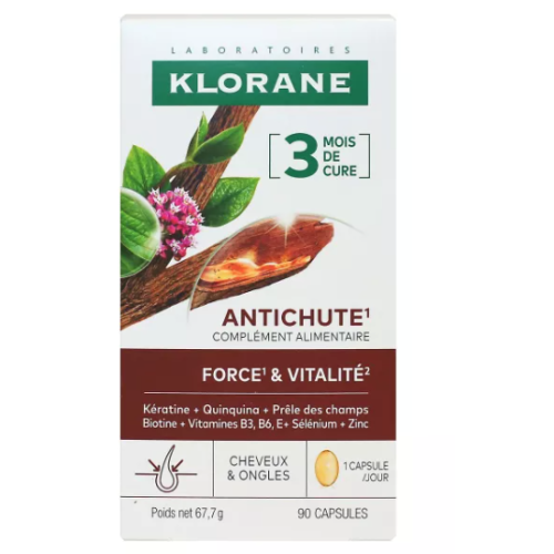 Klorane Antichute Force & Vitalité 90 capsules Cheveux Forts Pharma360