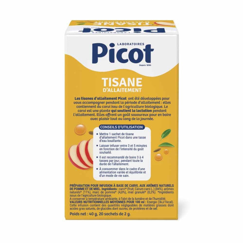 Picot Tisane Allaitement Bio 20 sachets Stimule Lactation Pharma360
