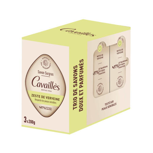 Roge Cavaillès Savon Surgras Verveine 3x200g Peaux Sèches Sensibles
