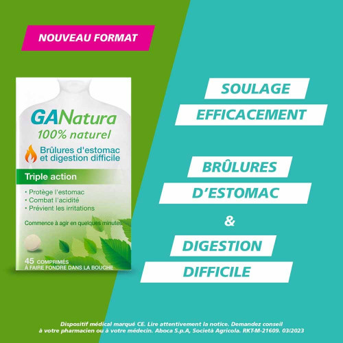 GANatura Digestion Difficile 45 Comprimés - Soulage Estomac